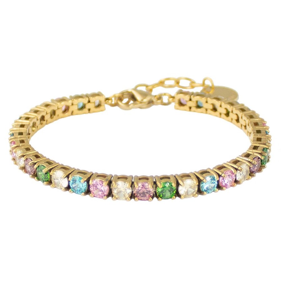 Armband E of Sweden | Rainbow Mix Armband Guld