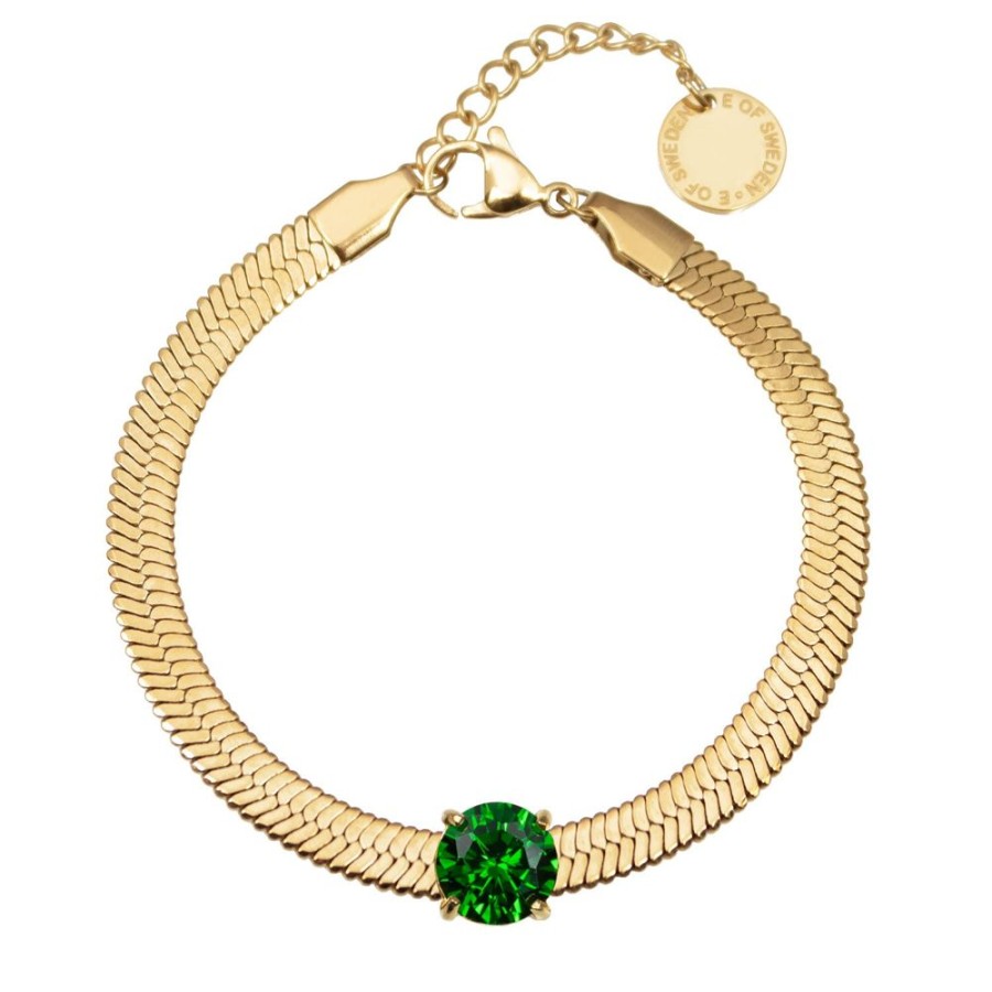 Armband E of Sweden | Tindra Armband Guld / Emerald Gron