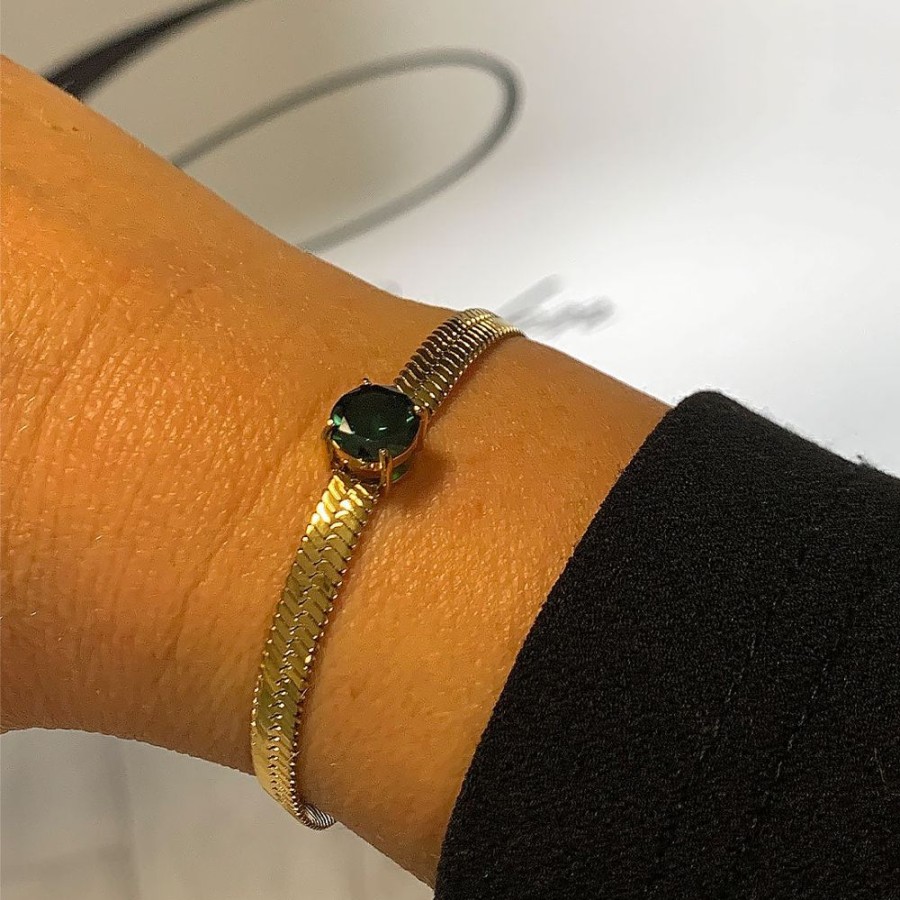 Armband E of Sweden | Tindra Armband Guld / Emerald Gron