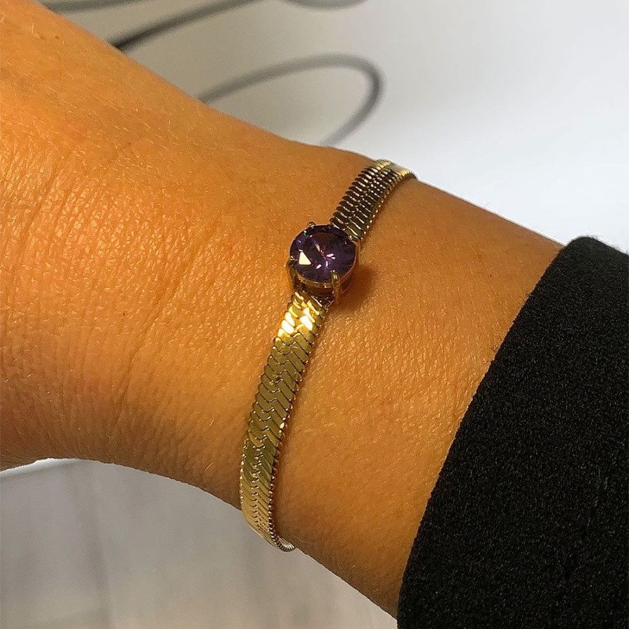 Armband E of Sweden | Tindra Armband Guld / Lila