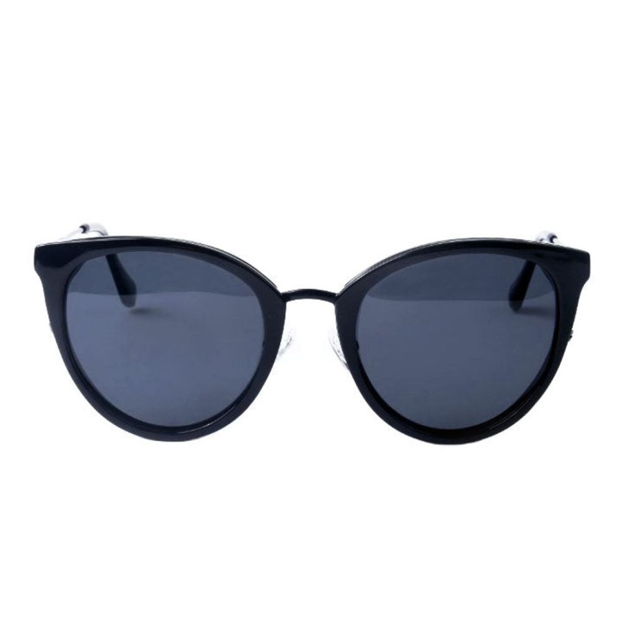 Accessoarer E of Sweden | Black Acetate Steel Cat Eye Solglasogon