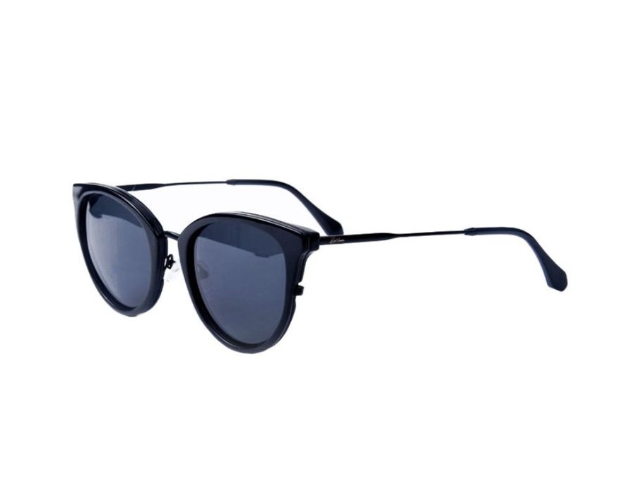 Accessoarer E of Sweden | Black Acetate Steel Cat Eye Solglasogon