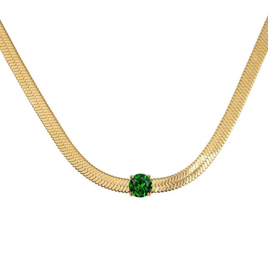 Halsband E of Sweden | Tindra Halsband Guld / Emerald Gron