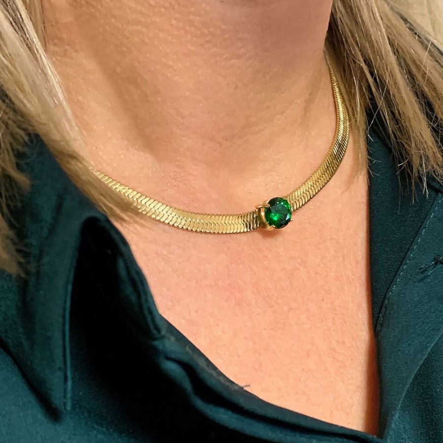 Halsband E of Sweden | Tindra Halsband Guld / Emerald Gron